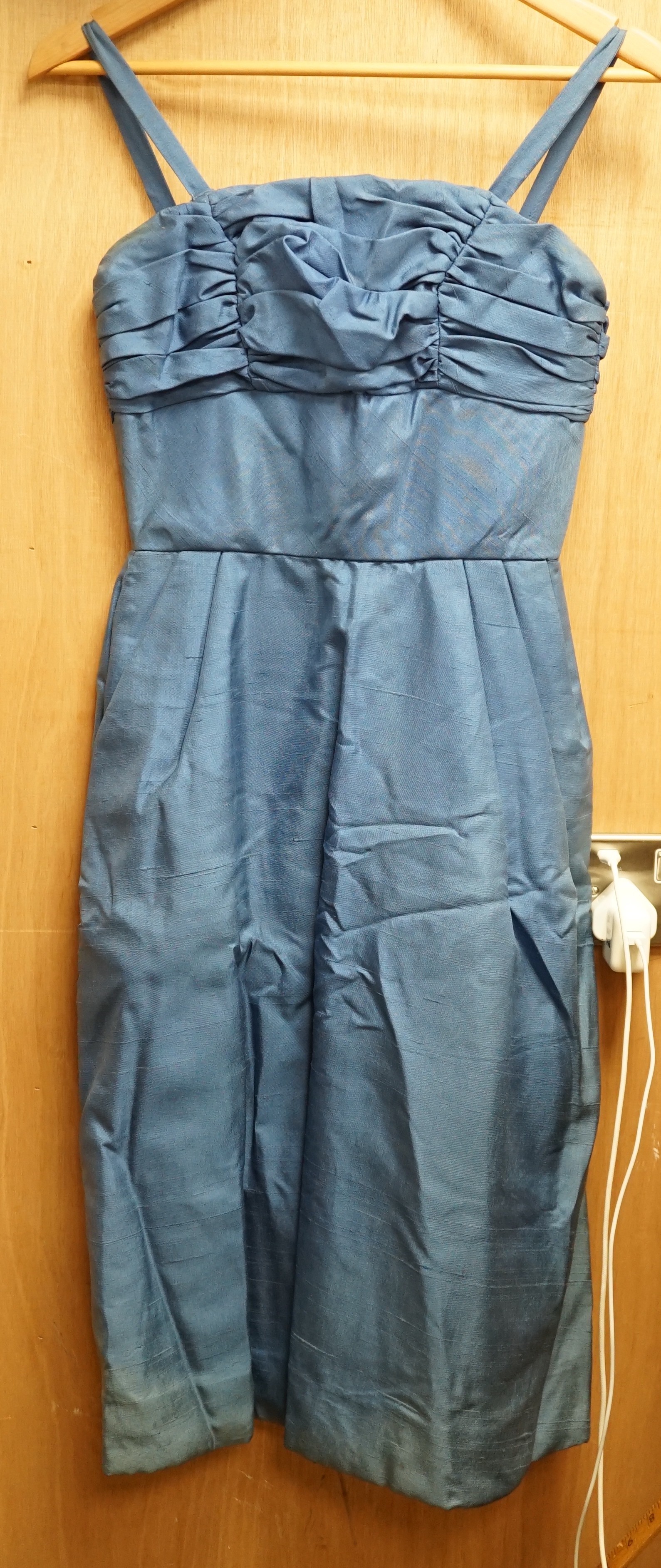 A 1950’s blue silk ladies cocktail dress